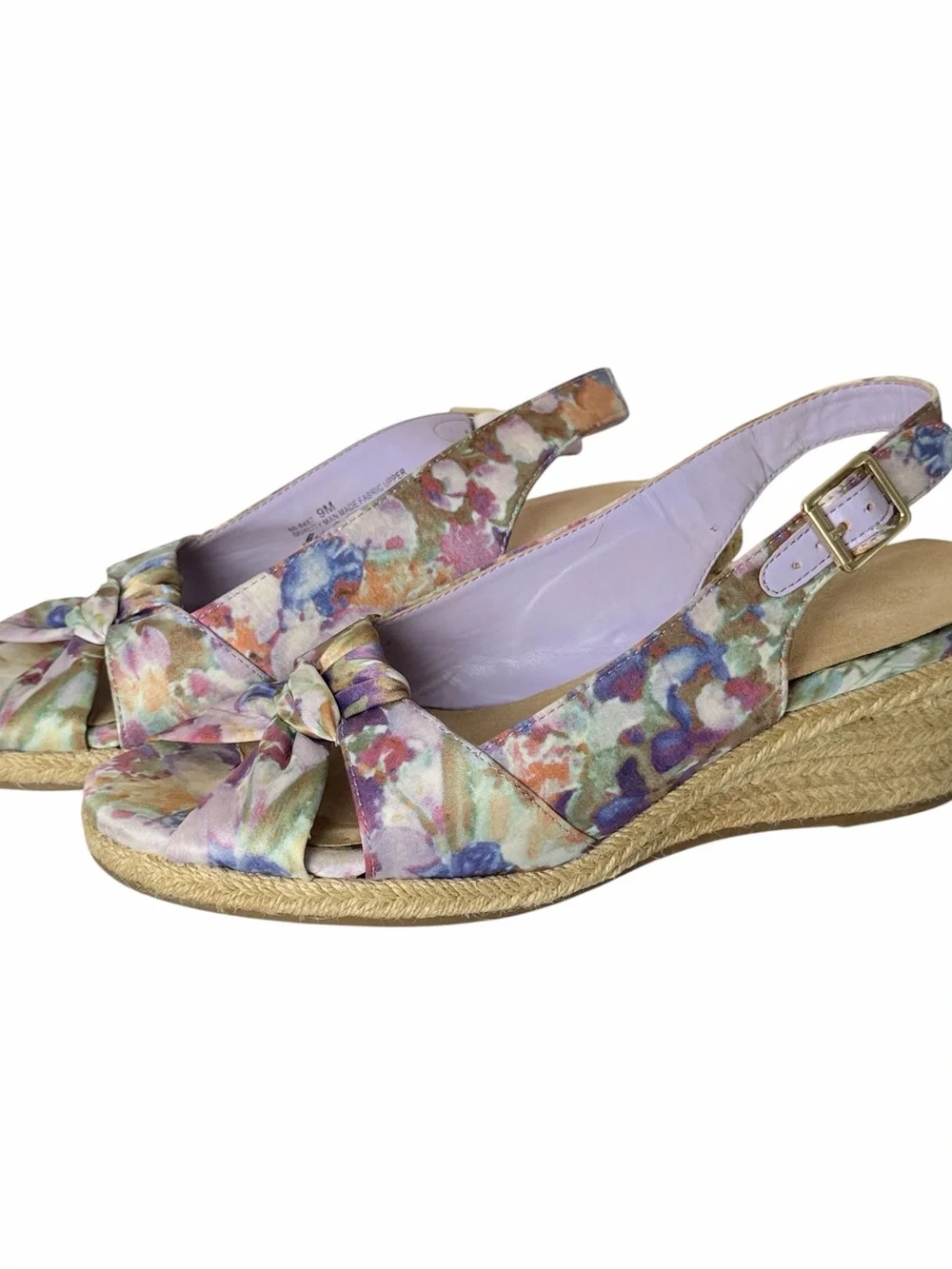 Bella Vita Lavender Multi Floral Knot Slingback Wedges